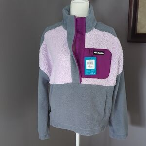 Columbia Lodge Gray and Purple Sherpa Pullover